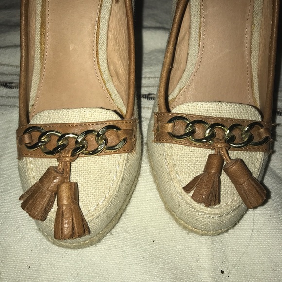 Aldo canvas leather wedge heels tassel det… - Picture 2 of 4